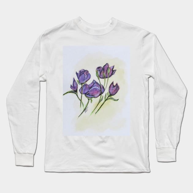 Water Color Pencil Exercise Long Sleeve T-Shirt by cjkell